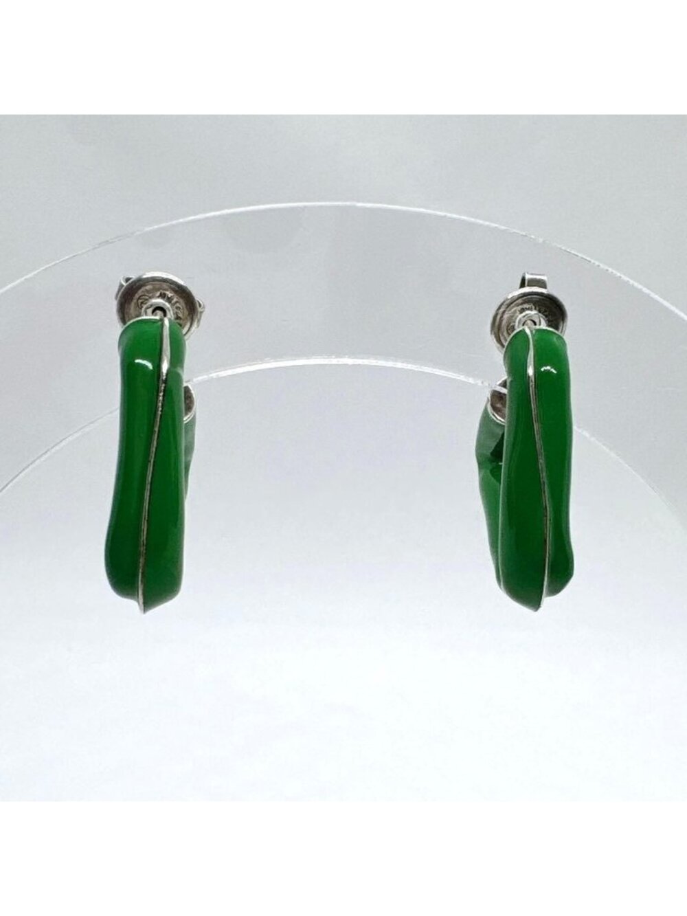 Bottega Veneta Triangle Hoop Earrings 925 Green View 4